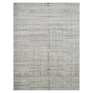 Silver Contemporary Wool Art Silk Blend Rug - 12'2" x 14'10"