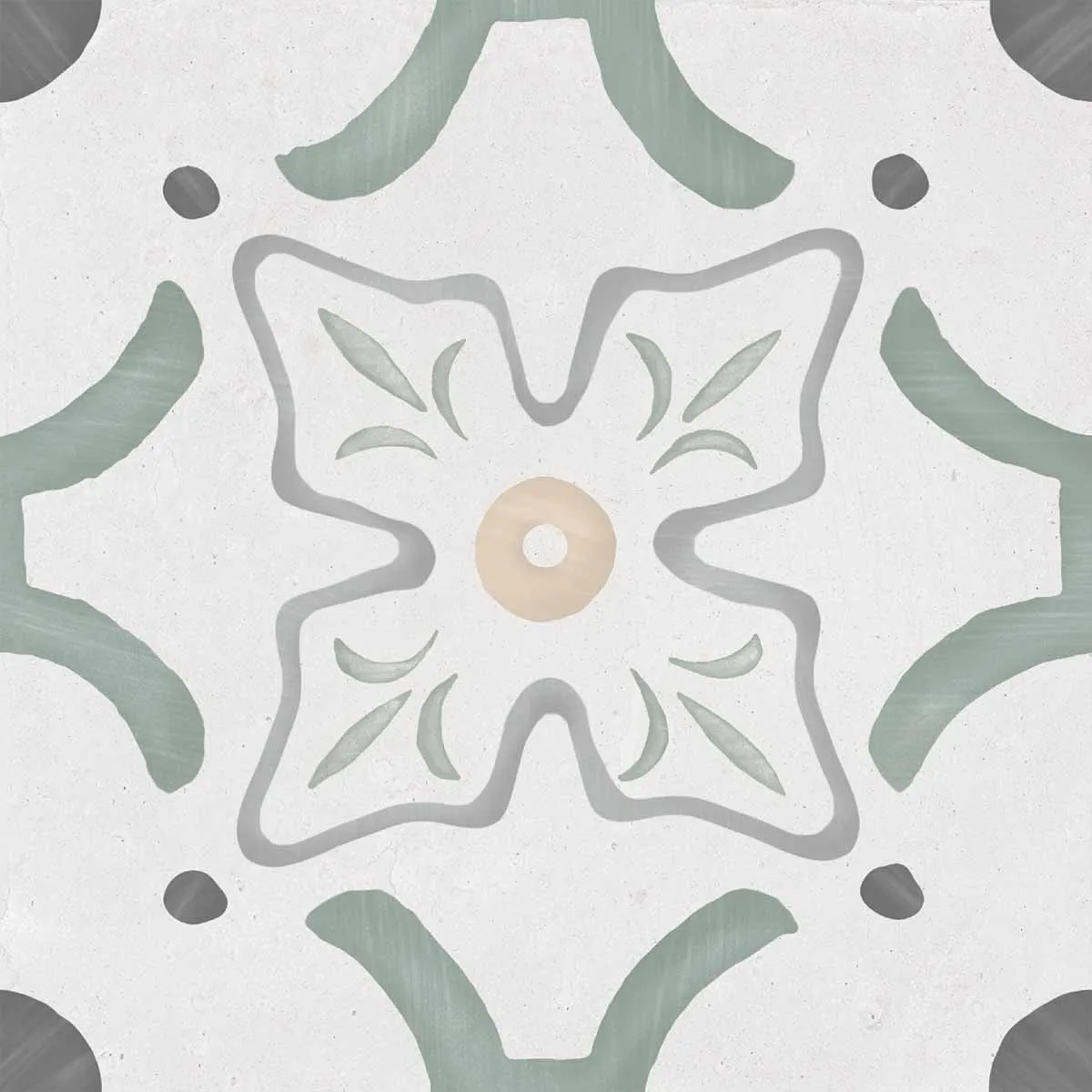 Sirocco Green Flower Pattern Porcelain Tile 22x22cm Matte