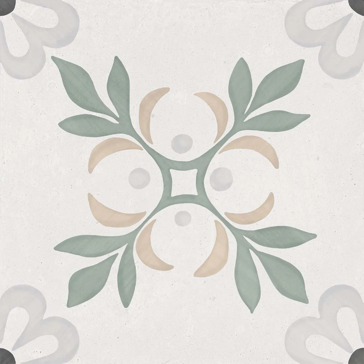 Sirocco Green Garden Pattern Porcelain Tile 22x22cm Matt