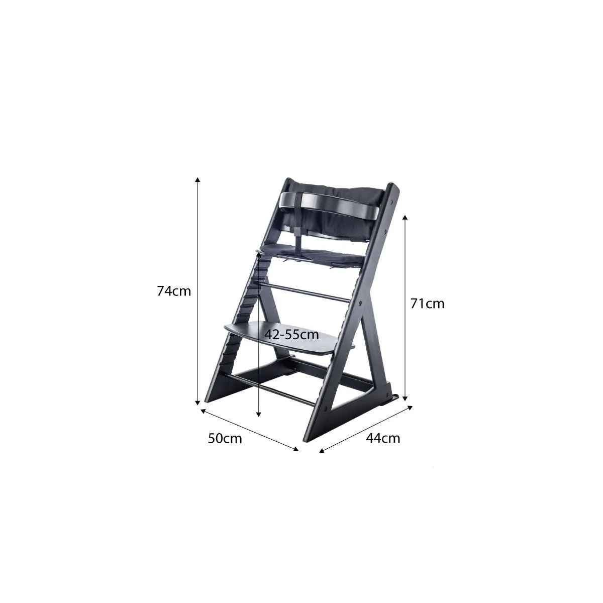 Soho Wooden Highchair - Black Mocka