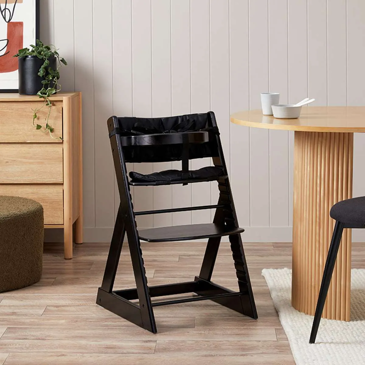 Soho Wooden Highchair - Black Mocka