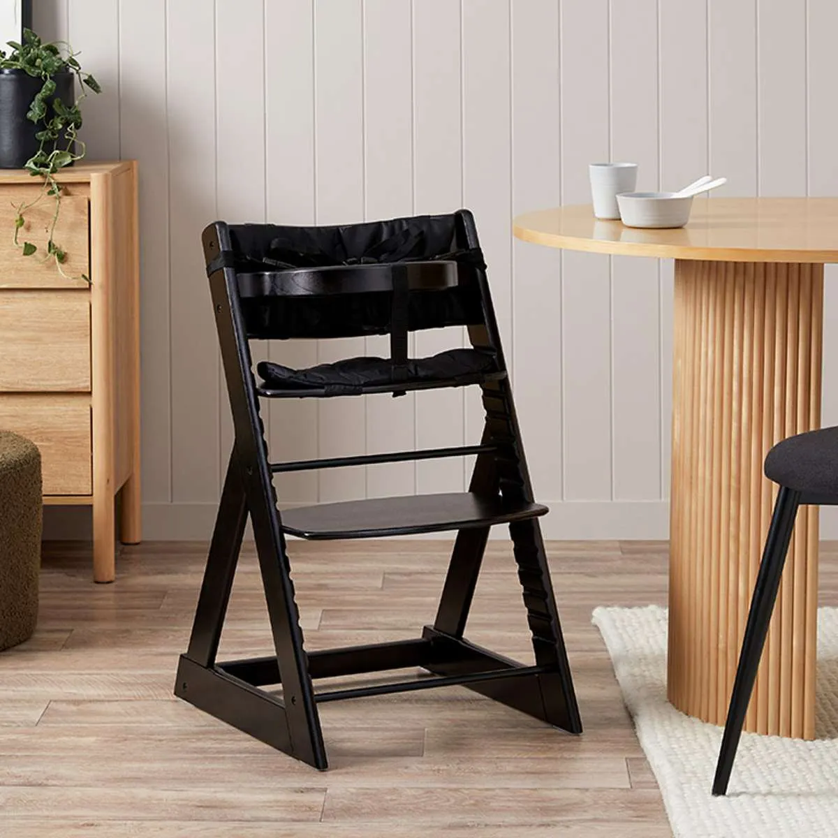 Soho Wooden Highchair - Black Mocka