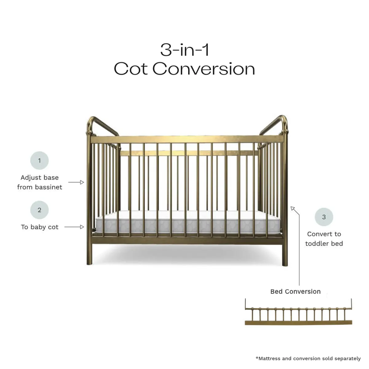 Sonata Cot - Bronze Mocka