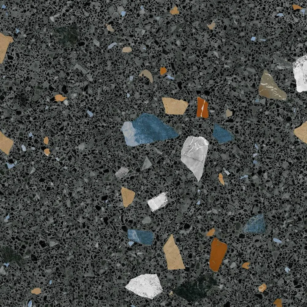 Stracciatella-R Nero Terrazzo Effect Porcelain Tile 80x80cm Matt