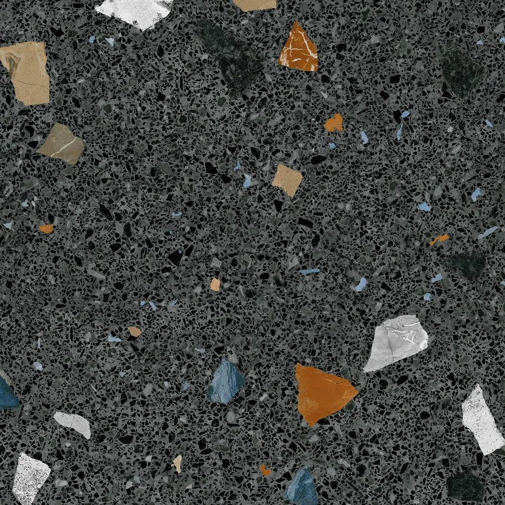 Stracciatella-R Nero Terrazzo Effect Porcelain Tile 80x80cm Matt