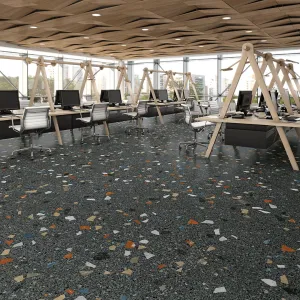 Stracciatella-R Nero Terrazzo Effect Porcelain Tile 80x80cm Matt