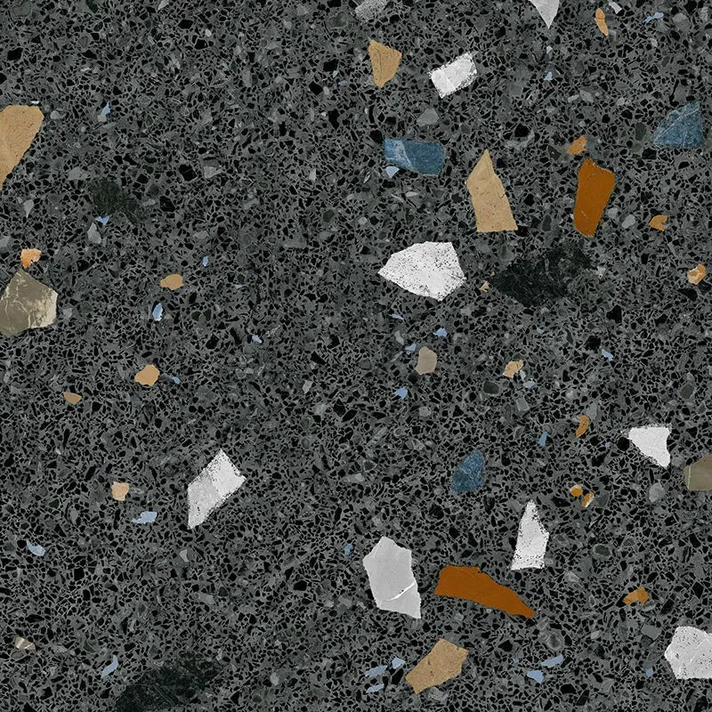 Stracciatella-R Nero Terrazzo Effect Porcelain Tile 80x80cm Matt
