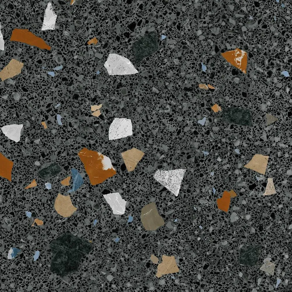 Stracciatella-R Nero Terrazzo Effect Porcelain Tile 80x80cm Matt