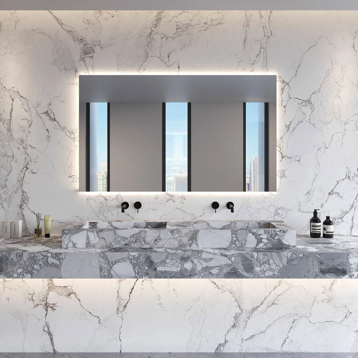 Sublime Iceberg 4D Shaped Marble Effect Porcelain Tile 100x100cm Matt