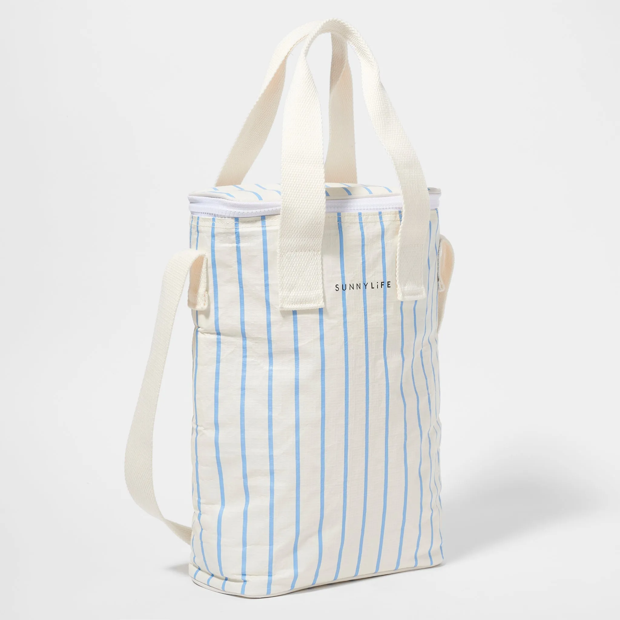 SUNNYLiFE Drinks Cooler Bag Le Weekend Mid Blue-Cream