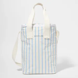 SUNNYLiFE Drinks Cooler Bag Le Weekend Mid Blue-Cream