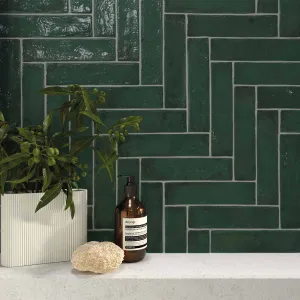 Sunset Green Decor Wall Tile 6x25cm Gloss
