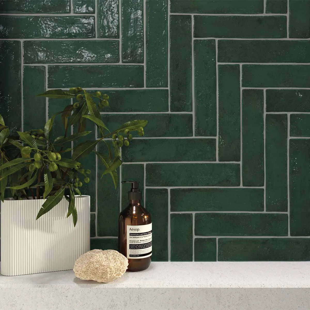 Sunset Green Decor Wall Tile 6x25cm Gloss