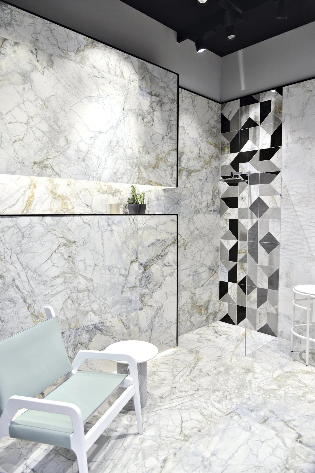 Supreme 4D Shaped Marble Effect Porcelain Tile 100x100cm Matt