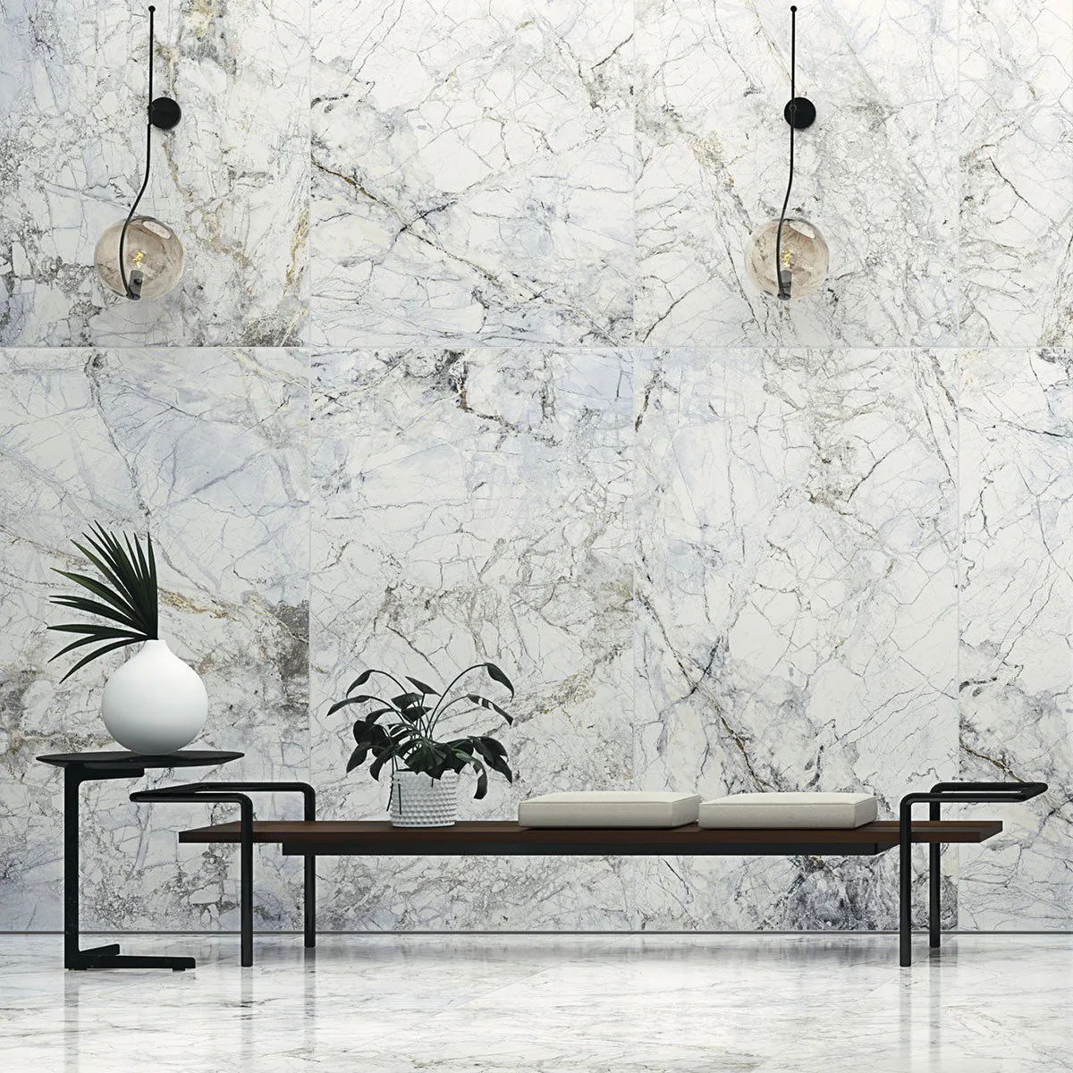 Supreme White Marble Effect Porcelain Tile 60x120cm Natural Matt