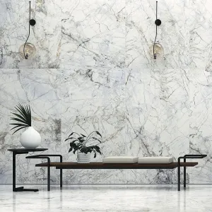 Supreme White Marble Effect Porcelain Tile 60x120cm Natural Matt