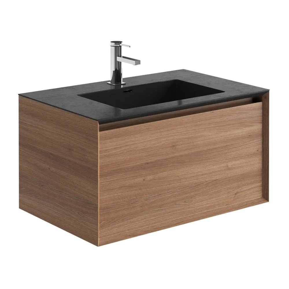 Sydney Single Drawer Vanity Unit Wall Hung With White or Black Basin