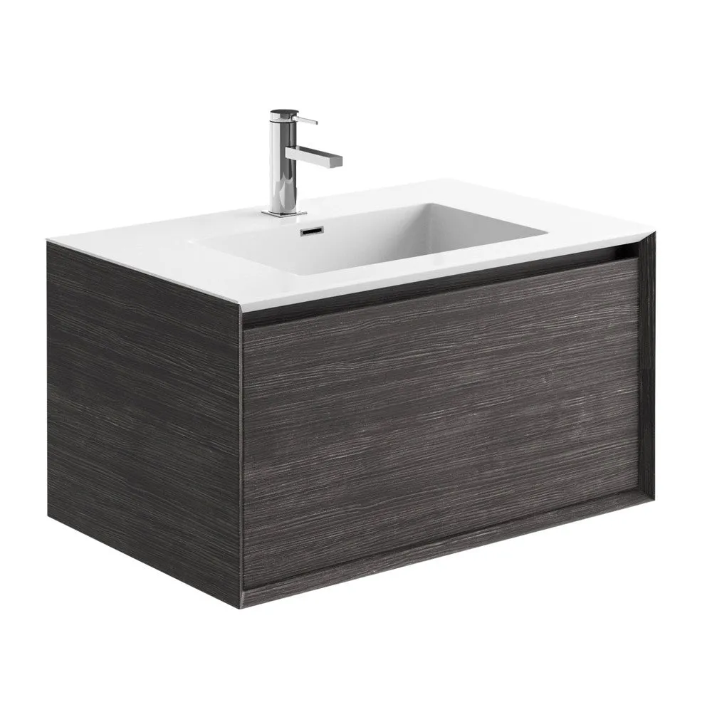 Sydney Single Drawer Vanity Unit Wall Hung With White or Black Basin