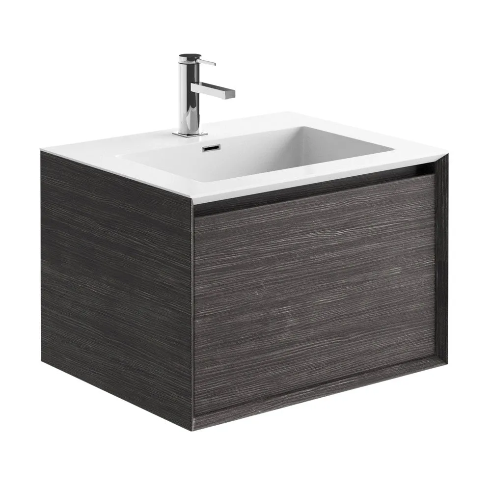 Sydney Single Drawer Vanity Unit Wall Hung With White or Black Basin