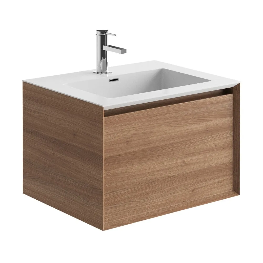Sydney Single Drawer Vanity Unit Wall Hung With White or Black Basin