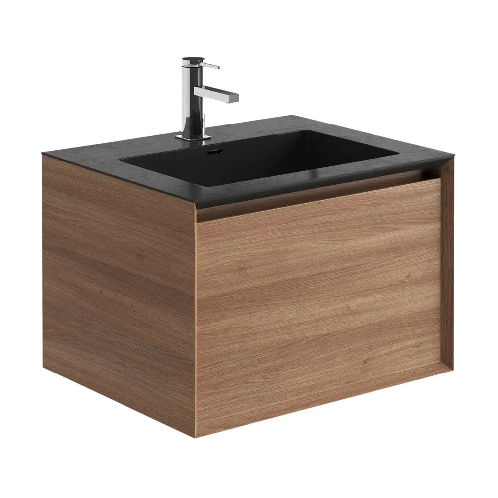 Sydney Single Drawer Vanity Unit Wall Hung With White or Black Basin
