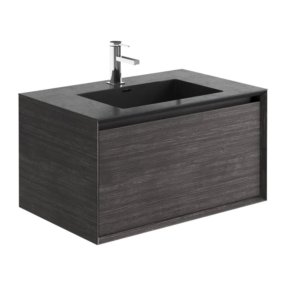 Sydney Single Drawer Vanity Unit Wall Hung With White or Black Basin