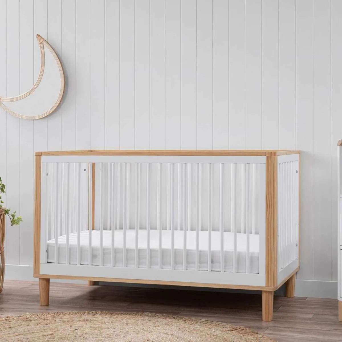 Tahoe Cot - White/Natural Mocka