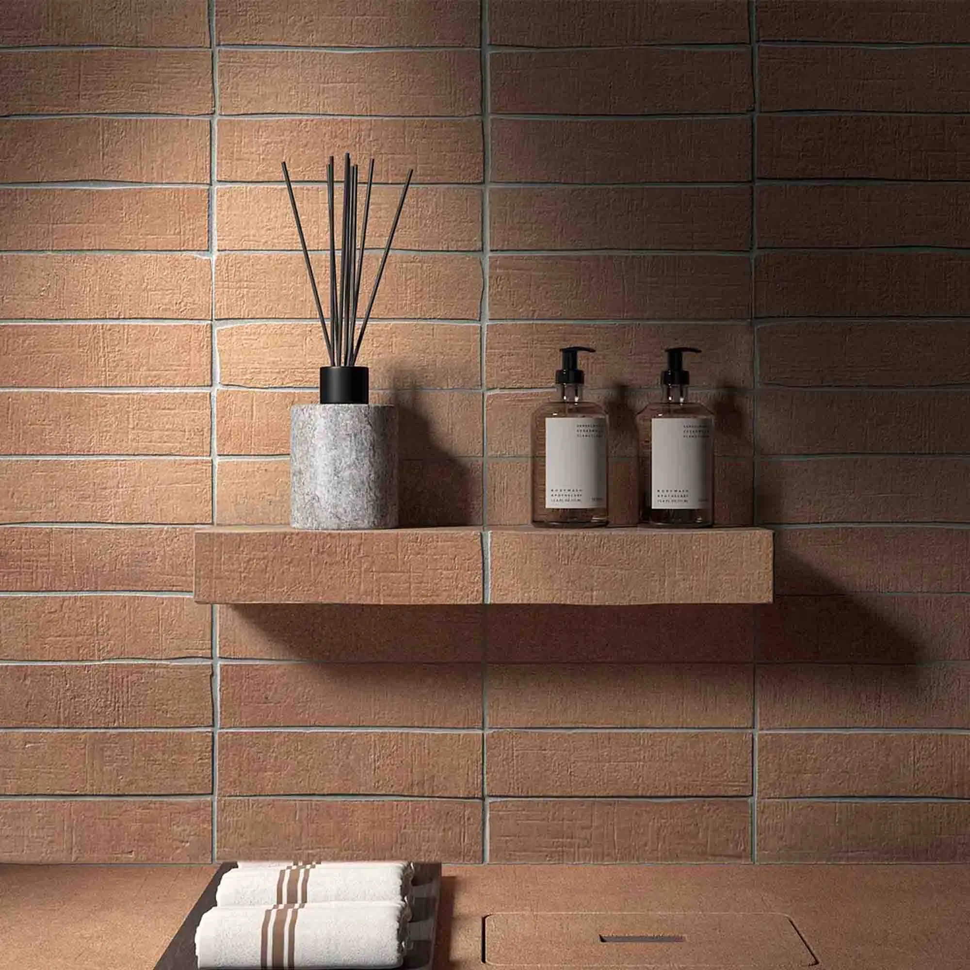 Terra Crea Mattone Concrete Effect Porcelain Tile 7.5x30cm Matt