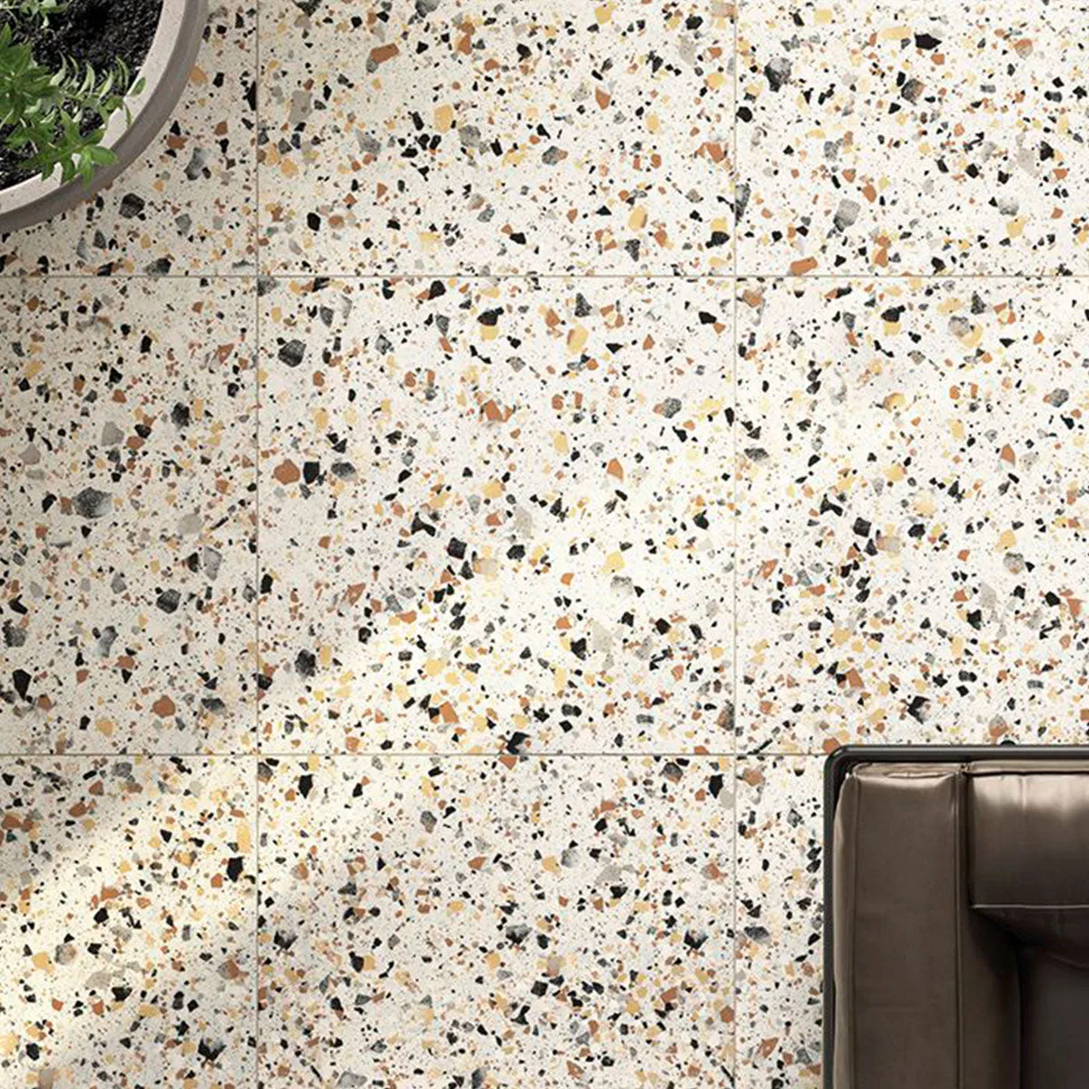 Terrazzo Lusso Ivory Full-Bodied Porcelain Tile 60x60cm Matt