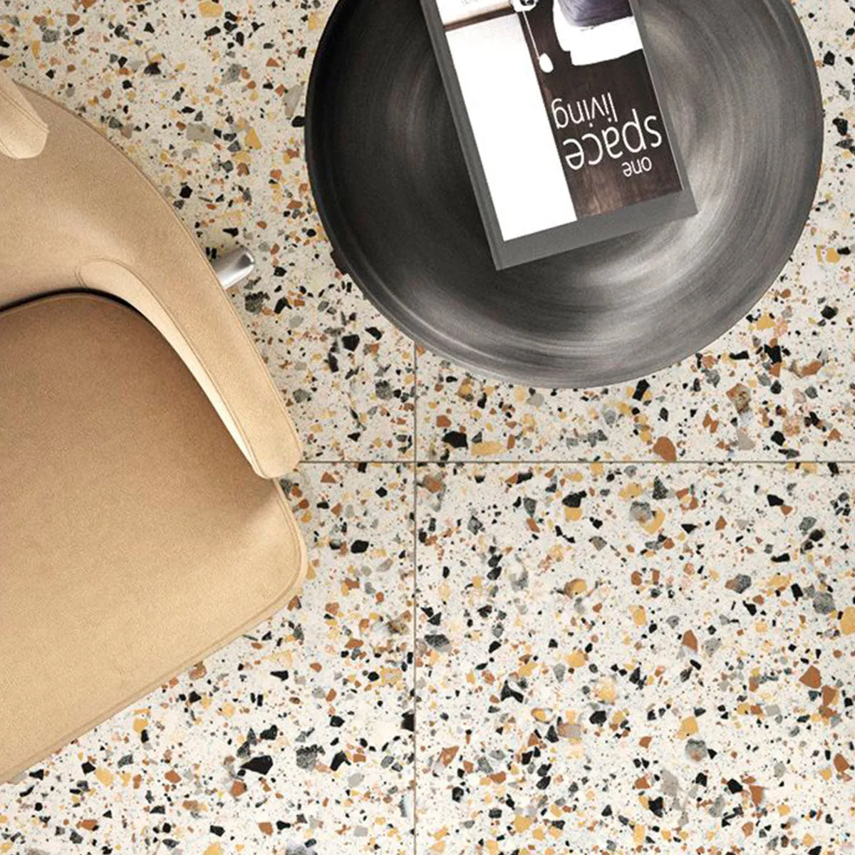 Terrazzo Lusso Ivory Full-Bodied Porcelain Tile 60x60cm Matt