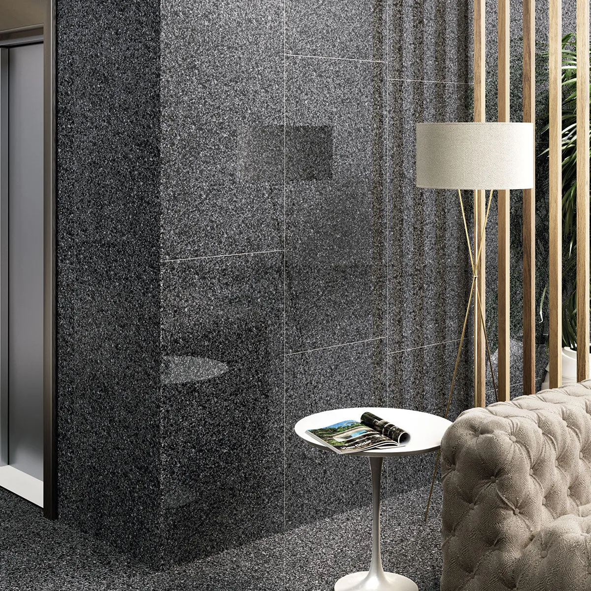 Terrazzo Lux Graphite Full-Bodied Porcelain Tile  60x60cm Matt