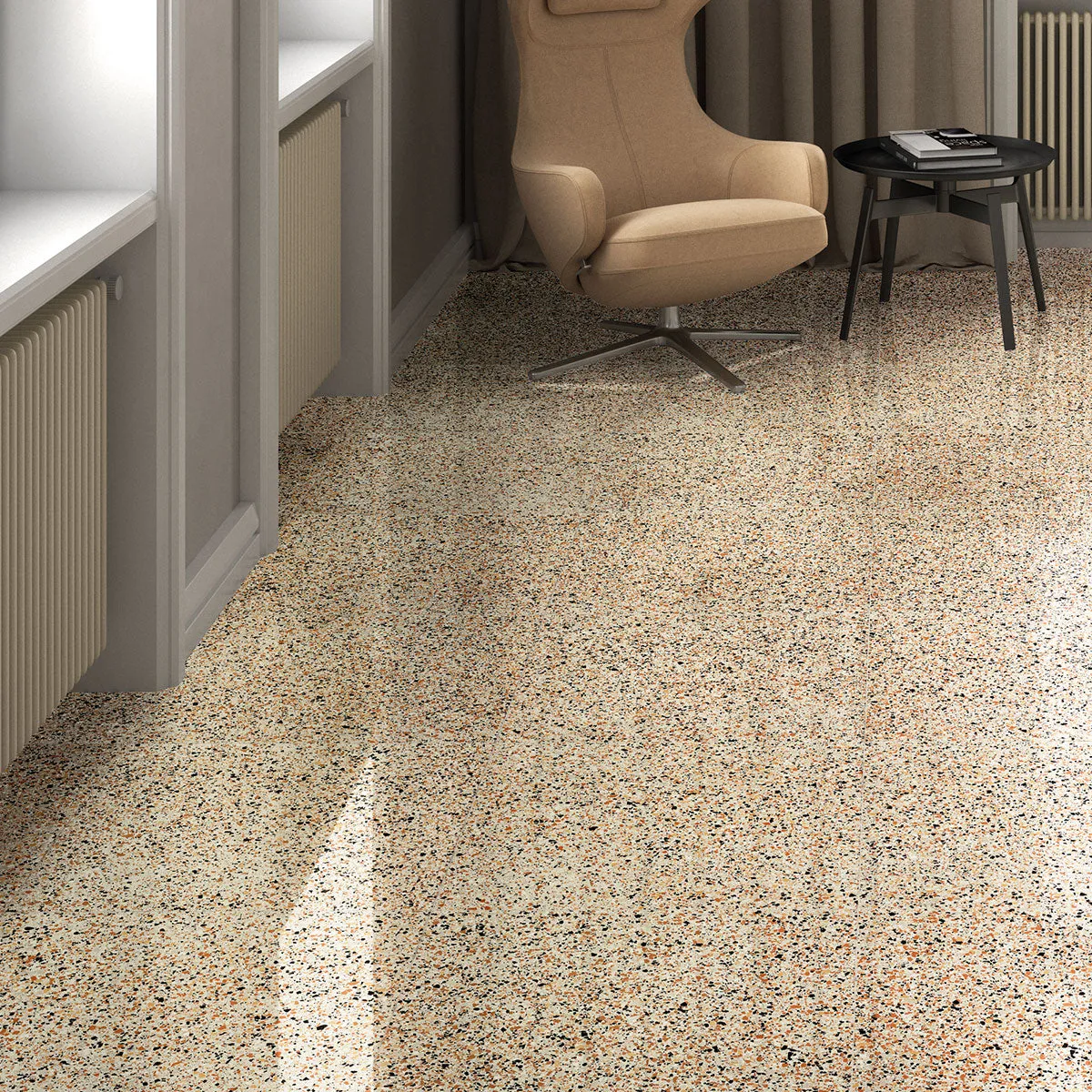 Terrazzo Lux Ivory Full-Bodied Porcelain Tile 60x60cm Matt