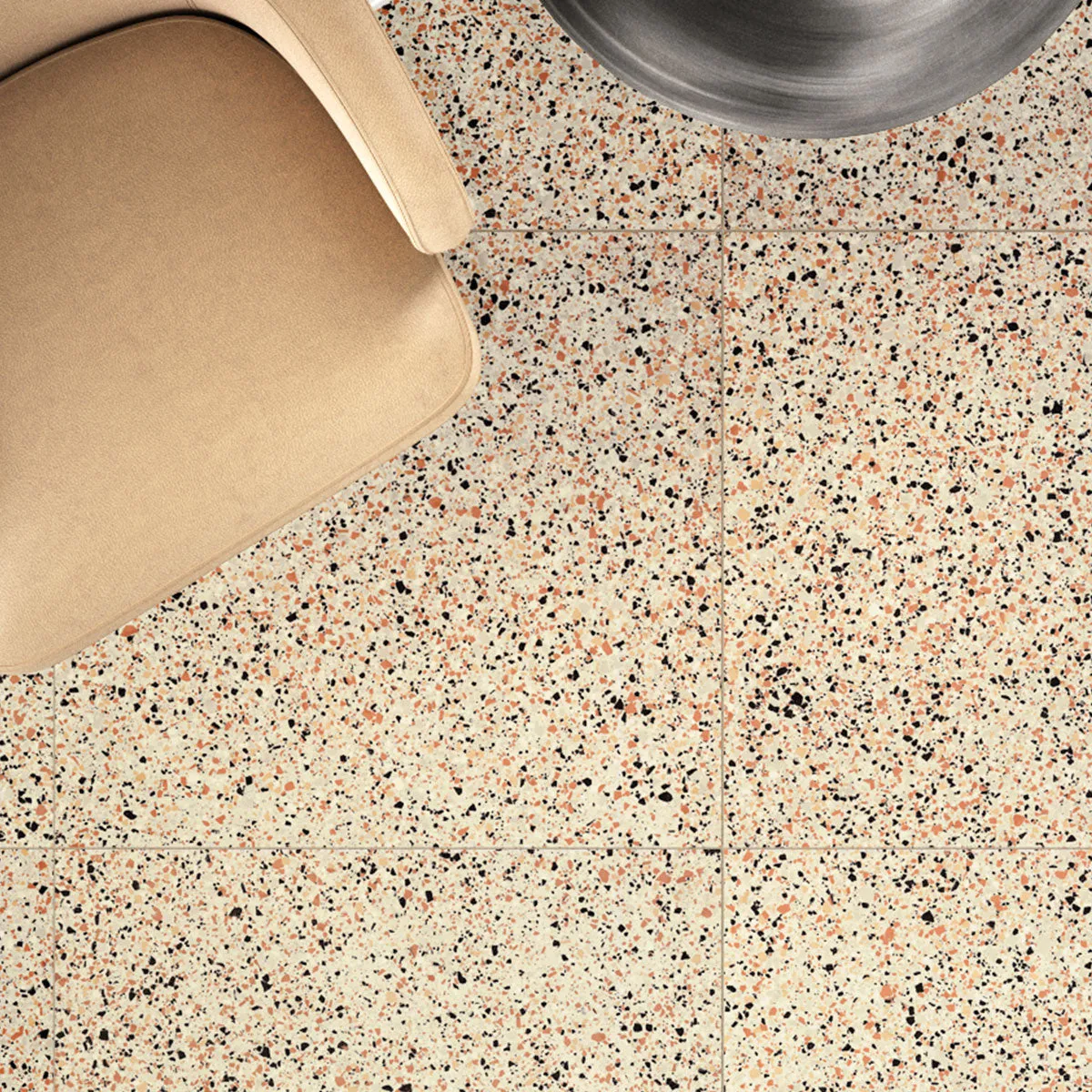 Terrazzo Lux Ivory Full-Bodied Porcelain Tile 60x60cm Matt