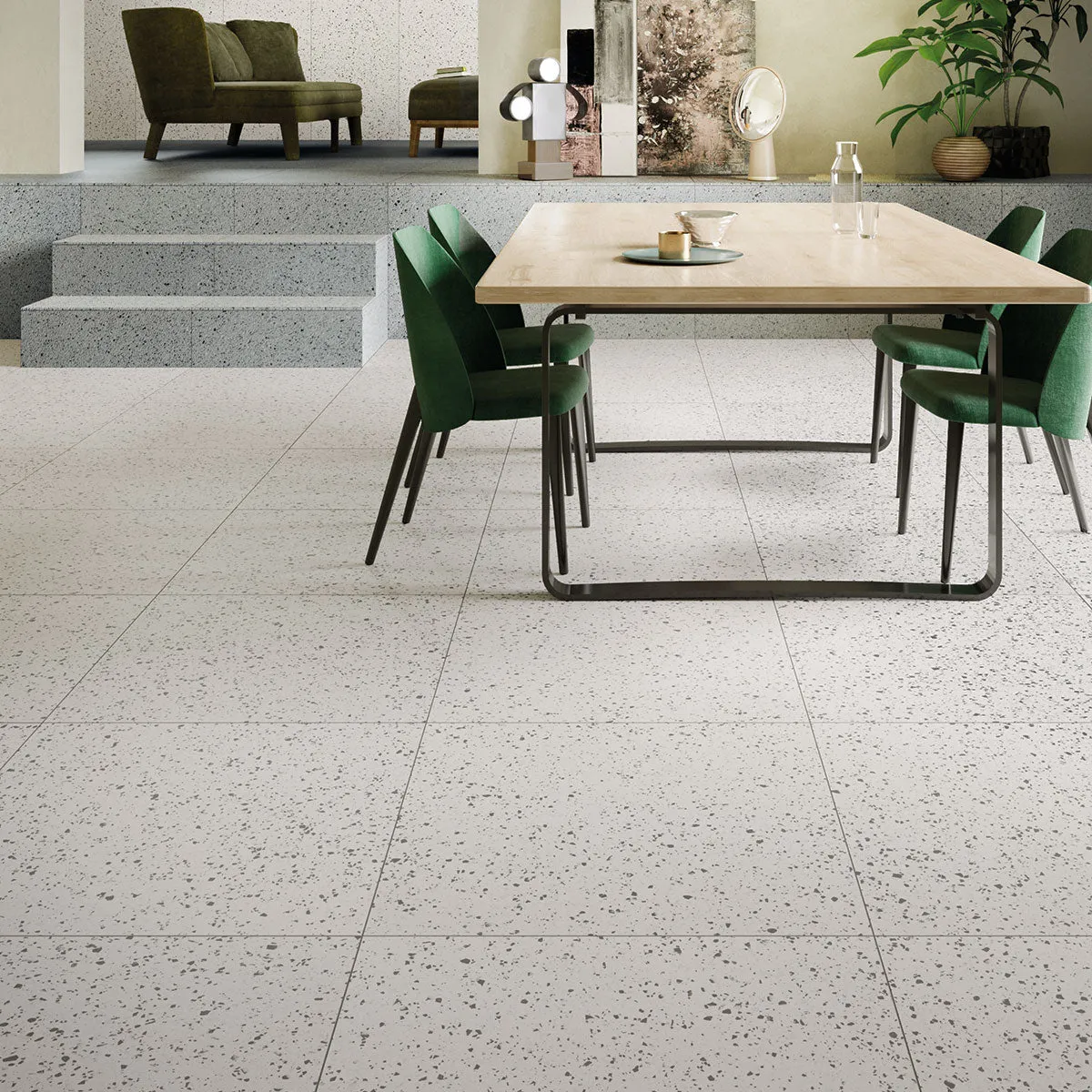 Terrazzo Lux Silver Full-Bodied Porcelain Tile 60x60cm Matt