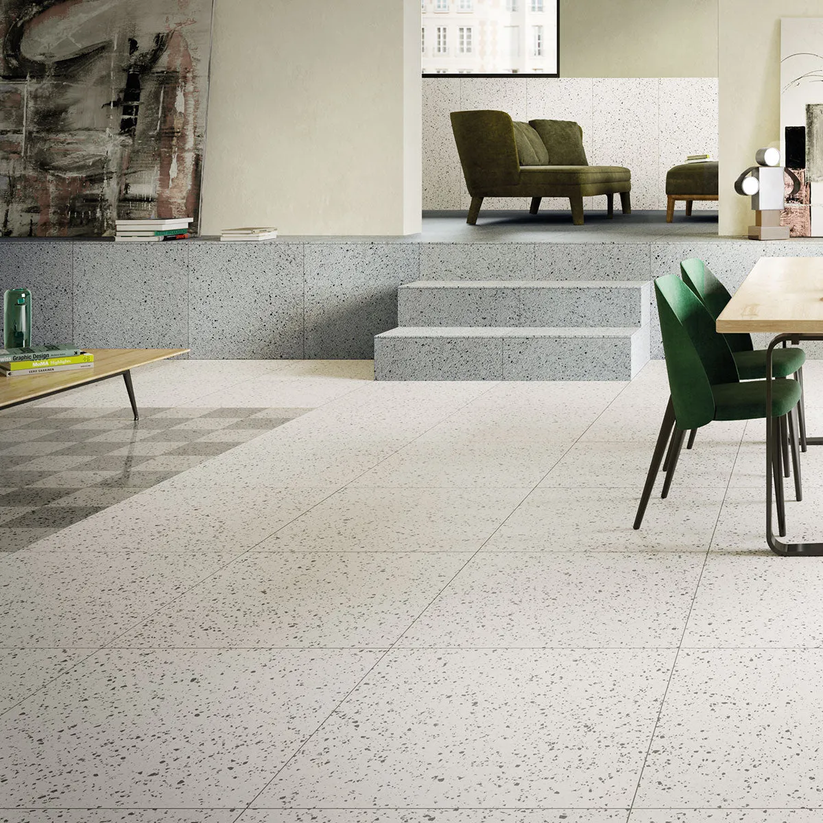Terrazzo Lux White Full-Bodied Porcelain Tile 60x60cm Matt