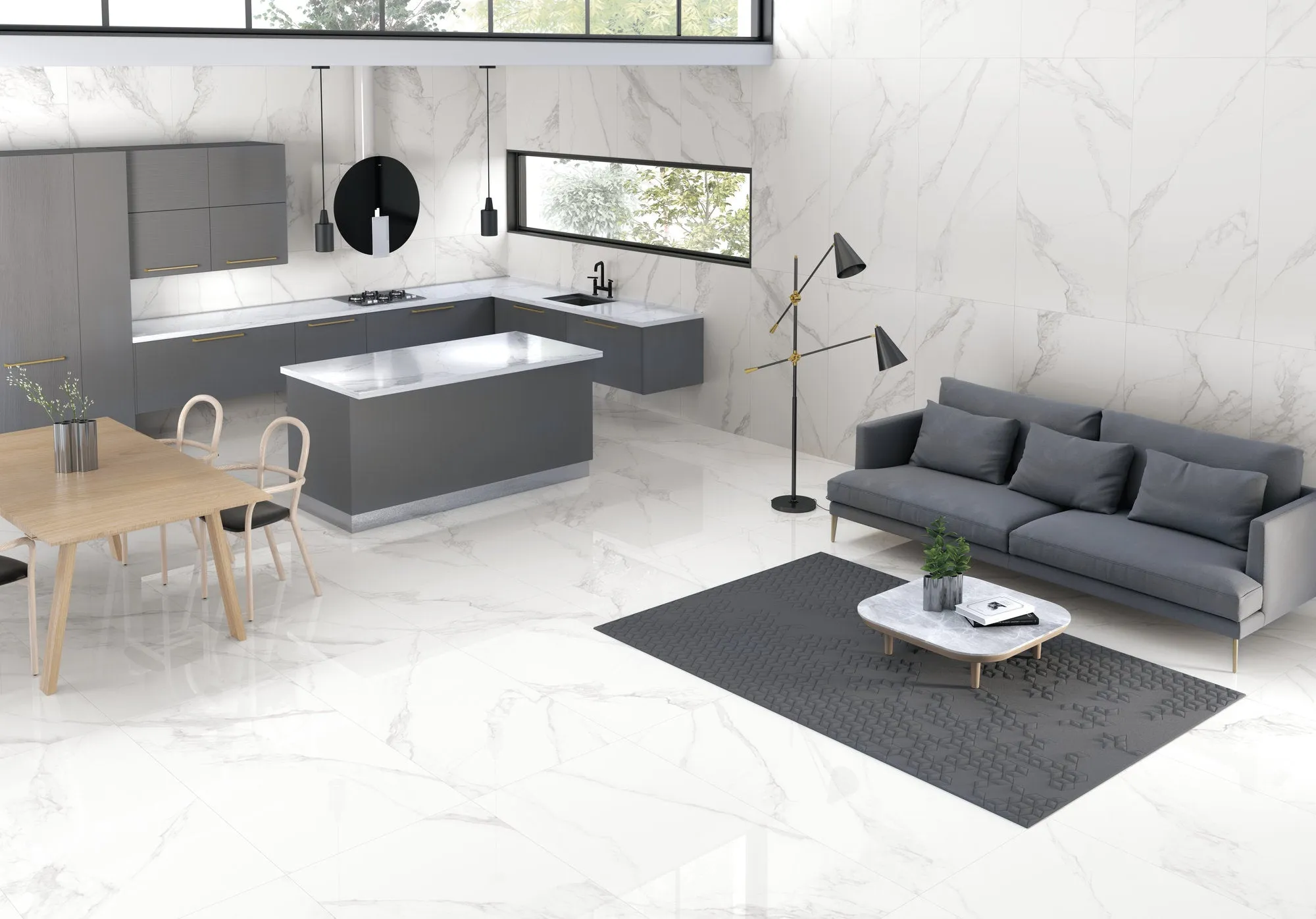 Torano Bianco Marble Effect Porcelain Tile 60x120cm Natural Matt