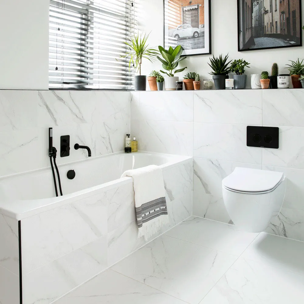 Torano Bianco Marble Effect Wall Tile 33x100cm Gloss