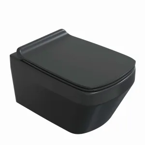 Toro Rimless Wall Hung WC Pan With Soft Close Toilet Seat - Matt Black