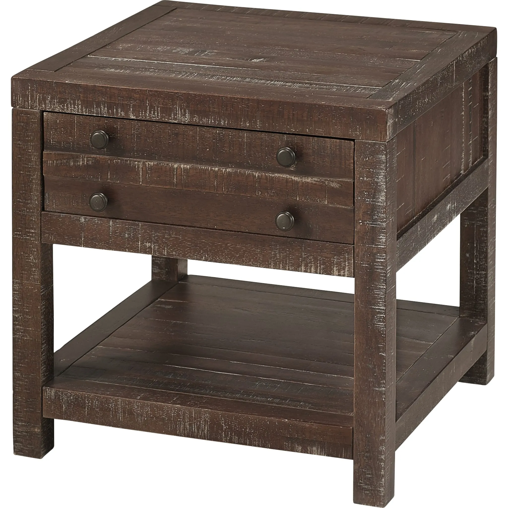 Townsend Solid Wood Side Table in Java Modus