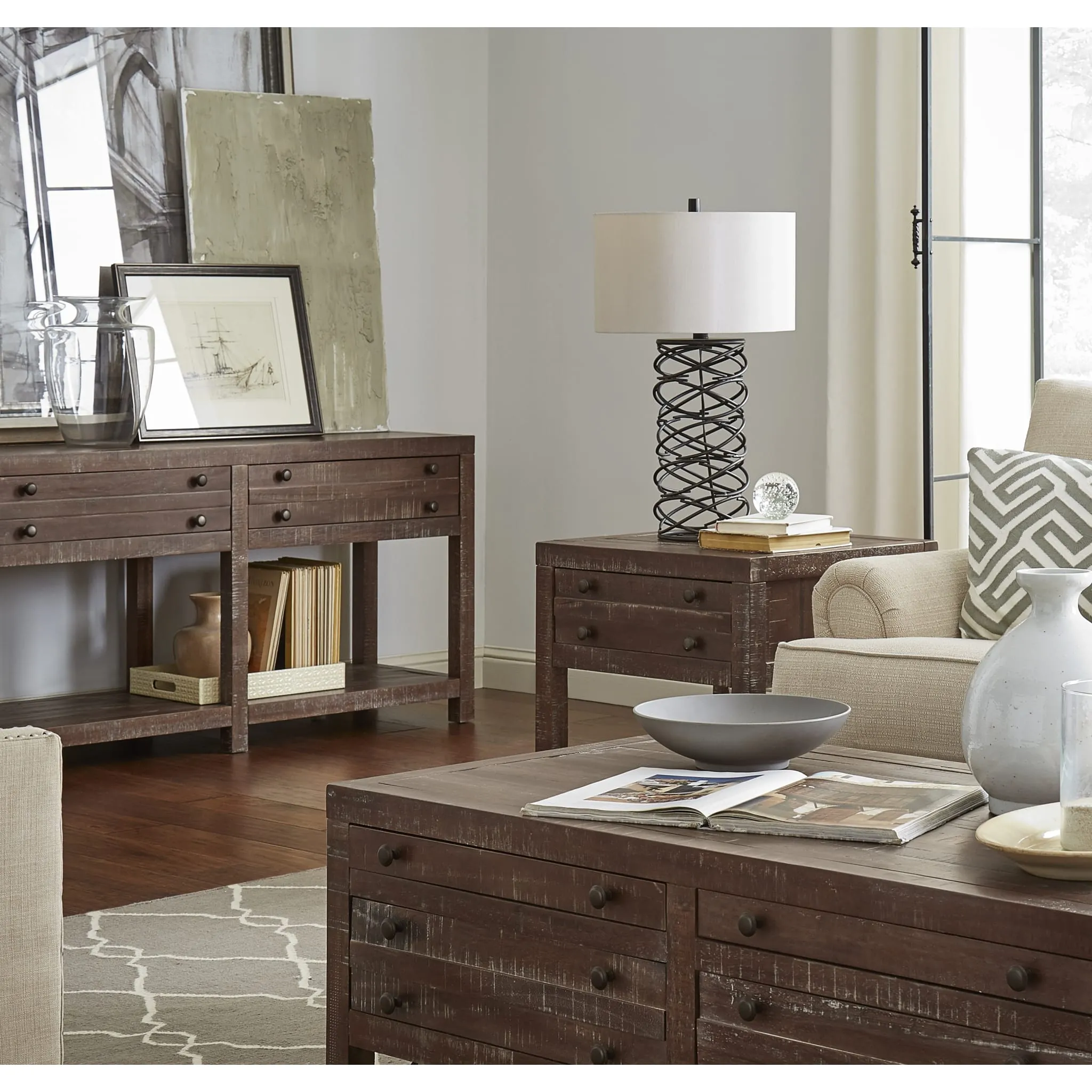 Townsend Solid Wood Side Table in Java Modus