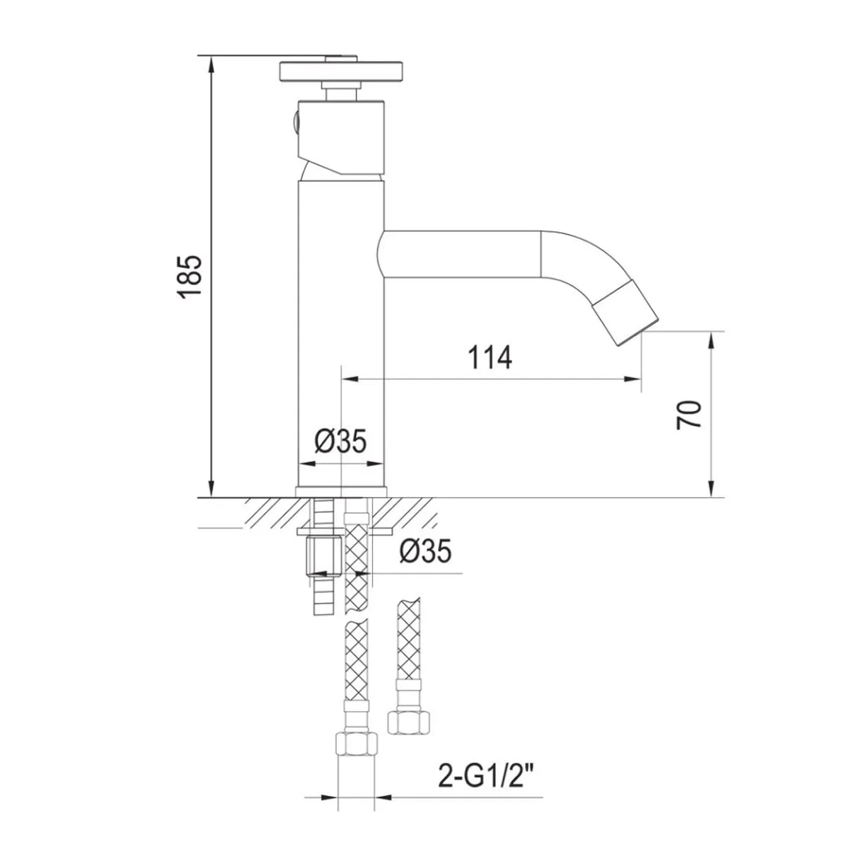 Urban Basin Mixer Tap With Click-Clack Waste