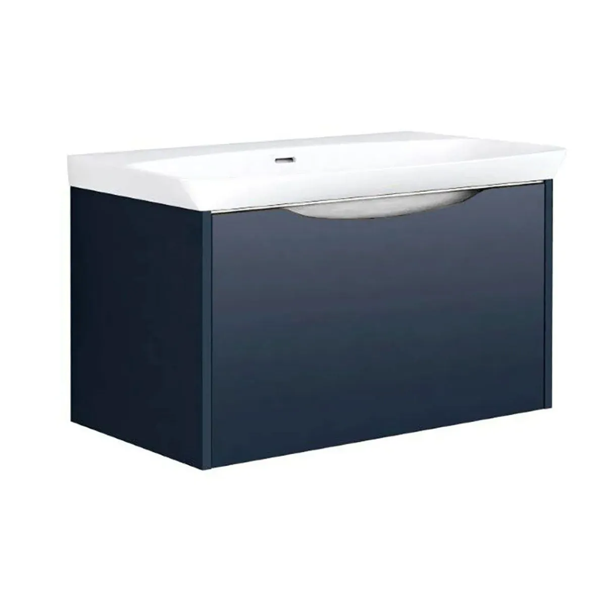 Utopia Lustre 1-Drawer Wall Hung Vanity Unit With Washbasin and LED Illumination - Indigo