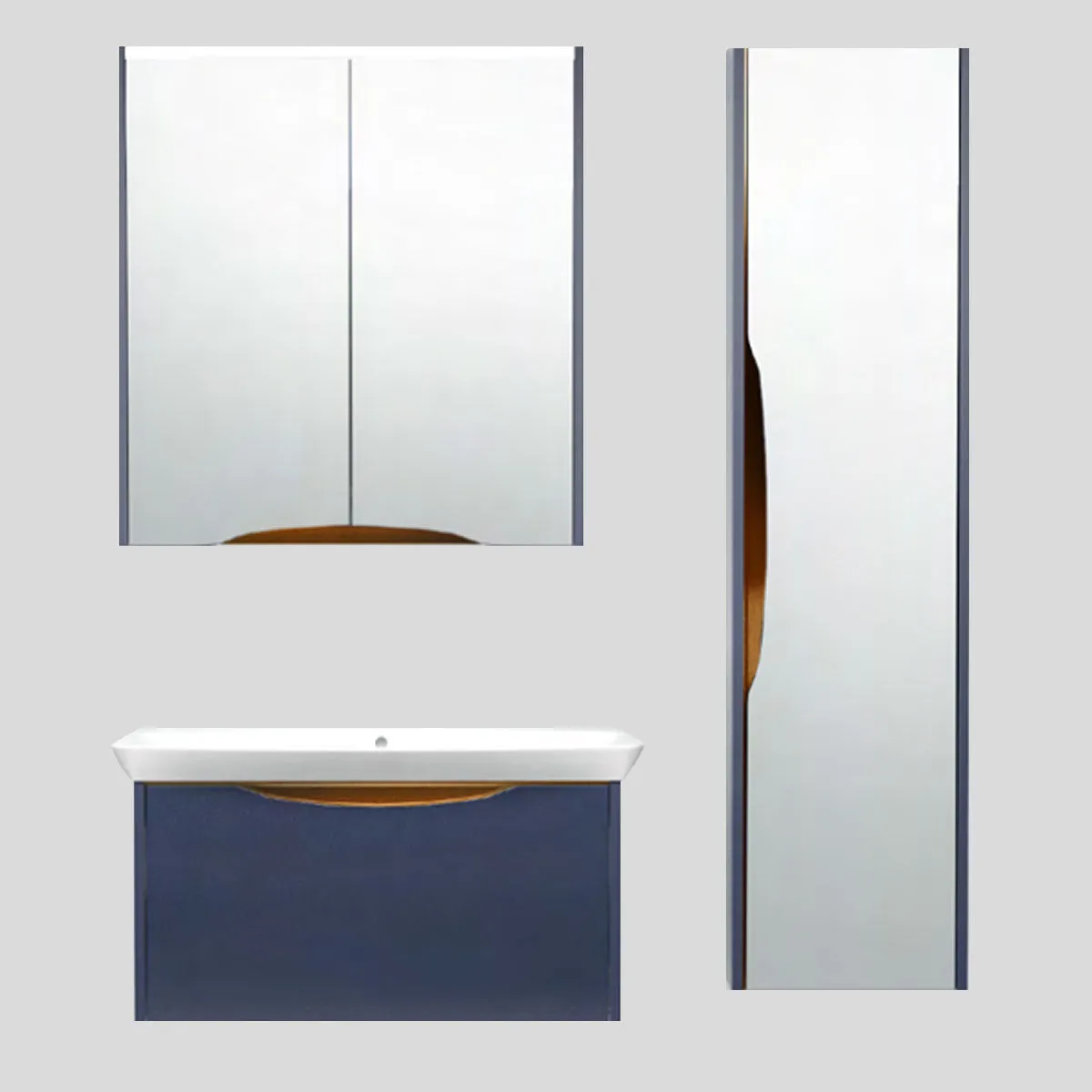 Utopia Lustre 1-Drawer Wall Hung Vanity Unit With Washbasin and LED Illumination - Indigo