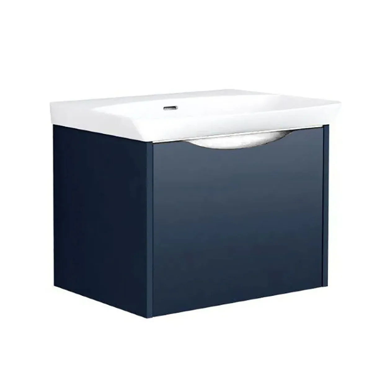 Utopia Lustre 1-Drawer Wall Hung Vanity Unit With Washbasin and LED Illumination - Indigo