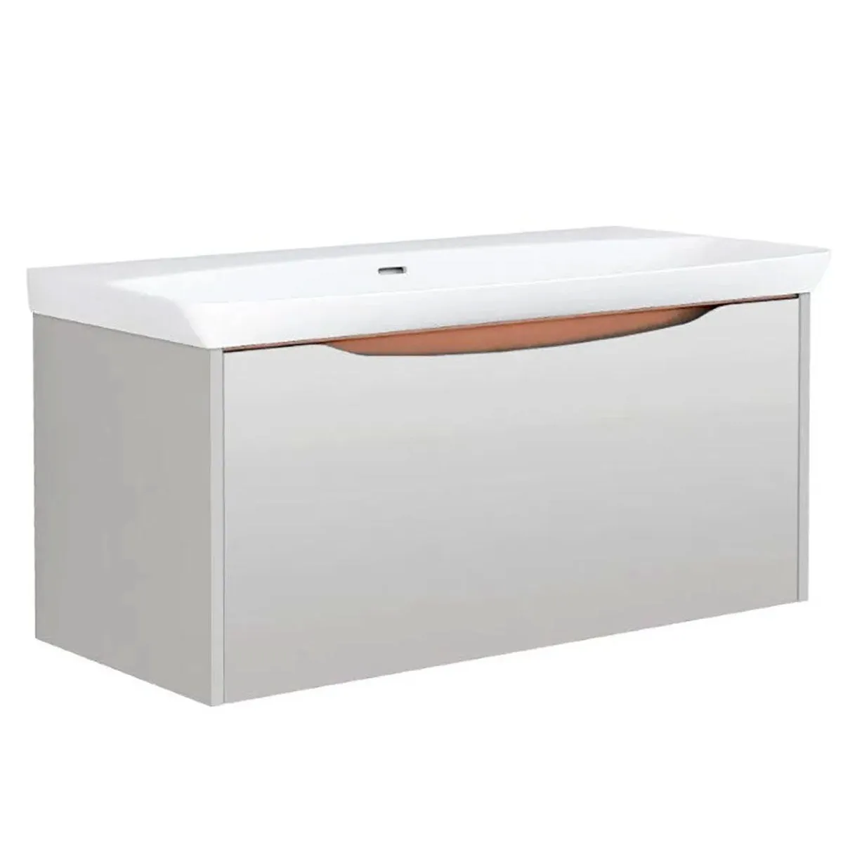 Utopia Lustre Wall Hung 1-Drawer Vanity Unit With Washbasin and LED Illumination - Powder Grey
