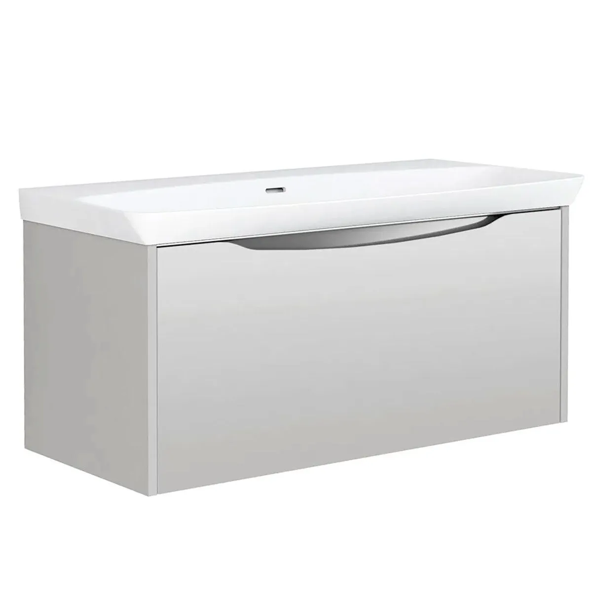 Utopia Lustre Wall Hung 1-Drawer Vanity Unit With Washbasin and LED Illumination - Powder Grey