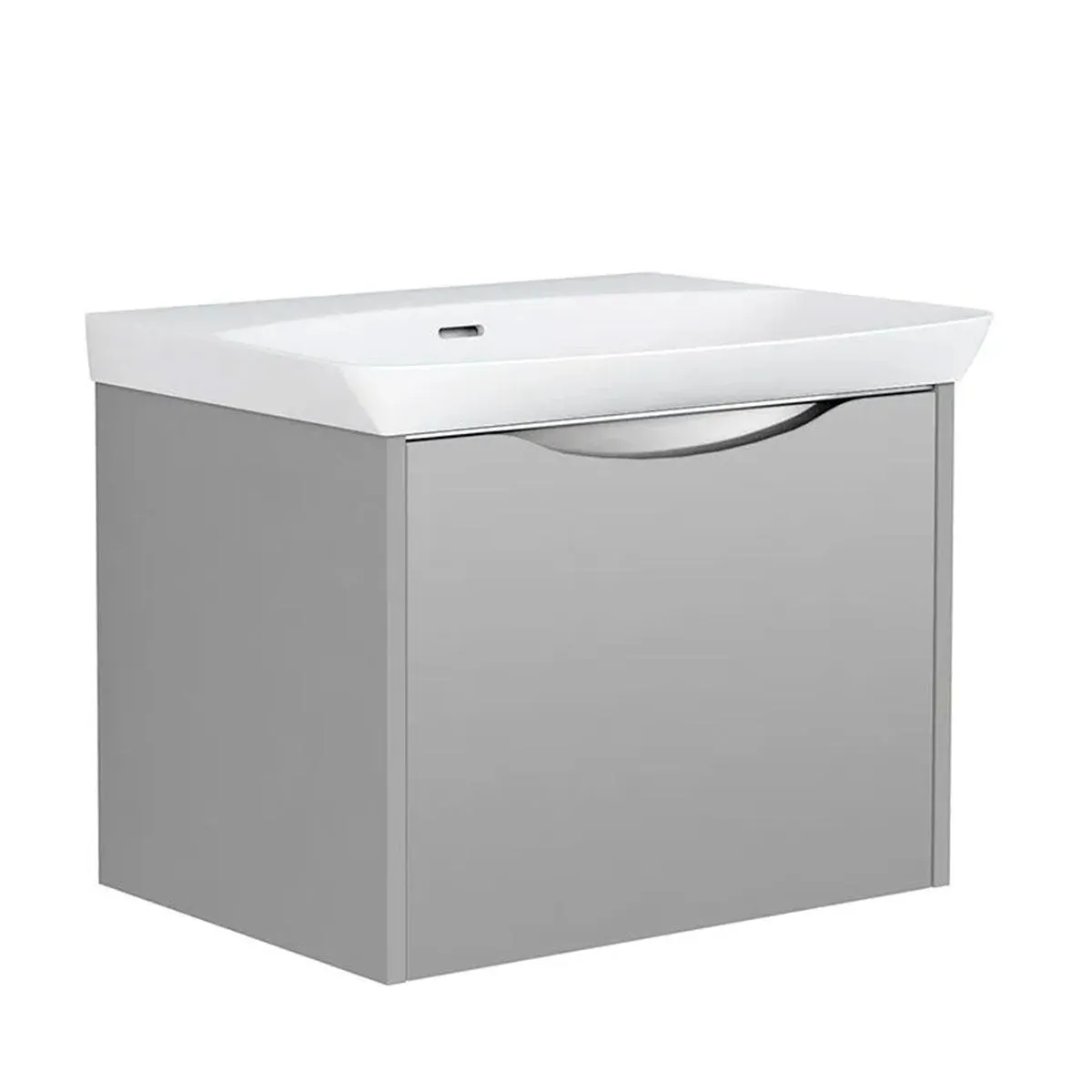 Utopia Lustre Wall Hung 1-Drawer Vanity Unit With Washbasin and LED Illumination - Powder Grey