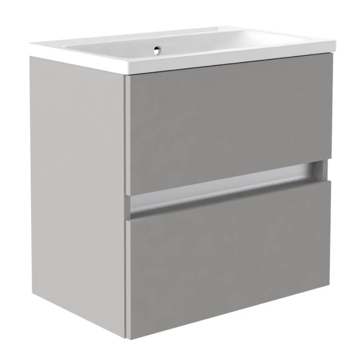 Utopia Qube Compact Wall Mounted 2-Drawer Vanity Unit With Ceramic Washbasin