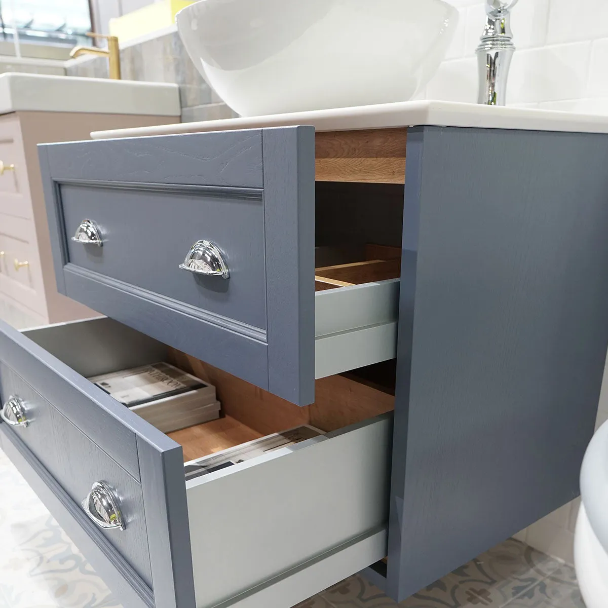 Utopia Roseberry Wall Mounted 2-Drawer Vanity Unit With Ceramic Washbasin