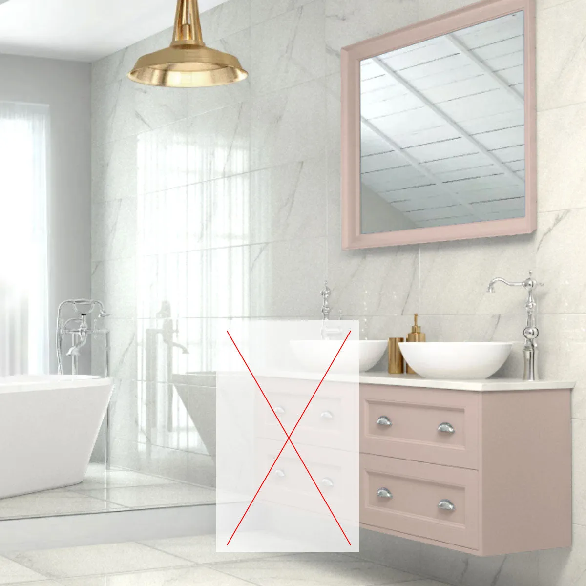 Utopia Roseberry Wall Mounted 2-Drawer Vanity Unit With Inverted Solid Surface Worktop